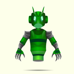 Cartoon Green Robotic Science Technology Concept Isolated futuristic modern illustration