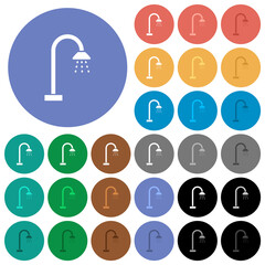 Shower round flat multi colored icons
