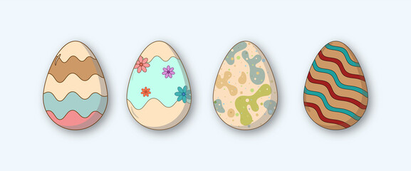 Illustration Set of colorful decorative easter eggs with nice decorations.