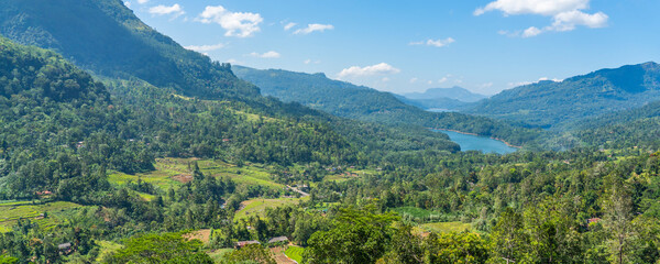 Fototapeta na wymiar Panoramic view over the river at Kandy city in Sri Lanka