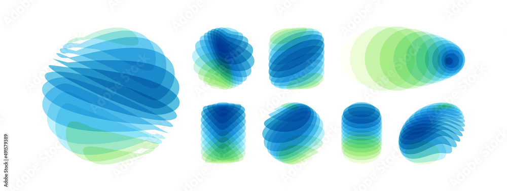 Wall mural set of various overlapping elements. abstract geometric design. vector illustration for banners, pla