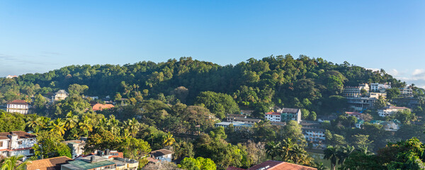 Fototapeta premium Panoramic view of Kandy city in Sri Lanka with buildings