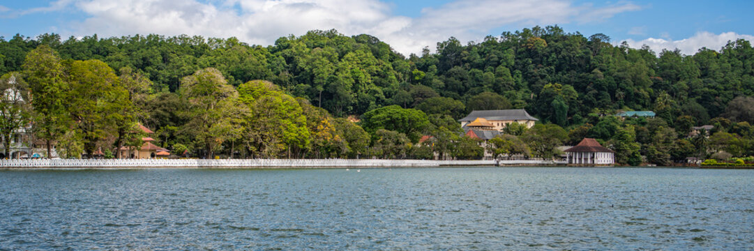 View over the lake to Sri Dalada Maligawa or the Temple of the Sacred Tooth Relic