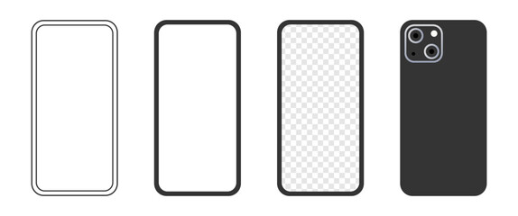 Smartphone mockup concept and device simple models front view flat vector illustration.

