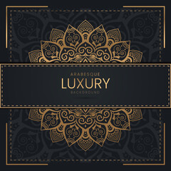 Luxury ornamental mandala background design in golden color arabesque