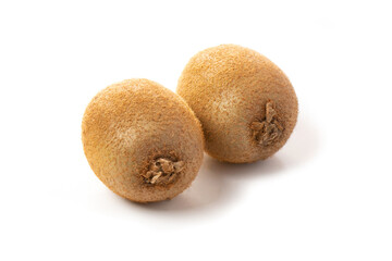Ripe whole kiwi fruits isolated on a white background