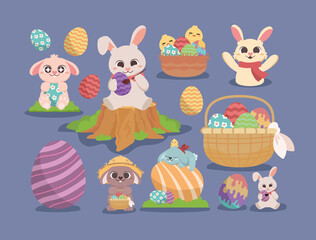 easter bunnies and eggs