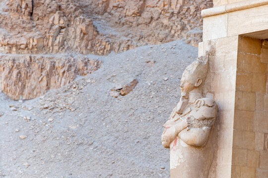 A sculpture of Pharaoh at the Mortuary temple of Hatshepsut near the Egyptian city of Luxor