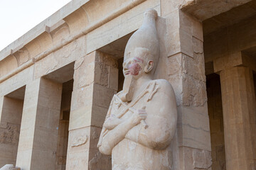 A sculpture of Pharaoh at the Mortuary temple of Hatshepsut near the Egyptian city of Luxor