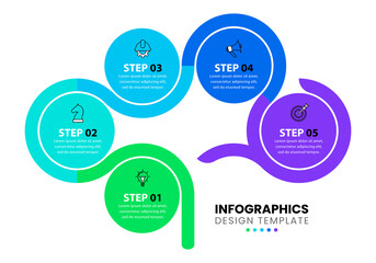 Infographic template with icons and 5 options or steps. Tree