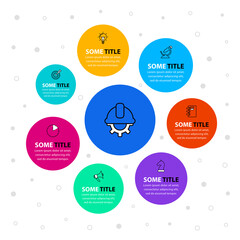 Infographic template with icons and 7 options or steps. Bubbles