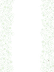 クローバーの花と葉の線画フレーム⑤カラー_縦_左右