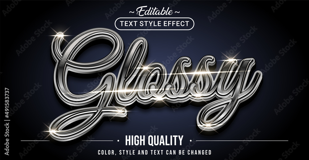 Leinwandbilder editable text style effect - chrome glossy text style theme.
