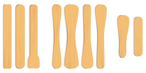 realistic wooden ice cream stick, stick for ice cream lolly, wooden stick isolated on white.
