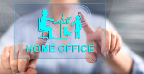 Woman touching a home office concept