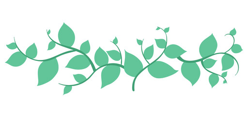 Obraz premium Horizontal banner with tree branch and green lea. For background, footer, or nature design. cartoon hand drawing