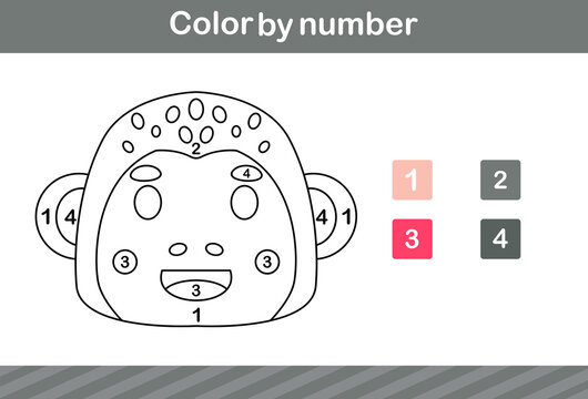 color by number of cute animal.Educational game suitable for kids and preschool