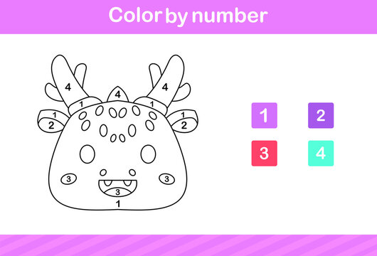 color by number of cute animal.Educational game suitable for kids and preschool