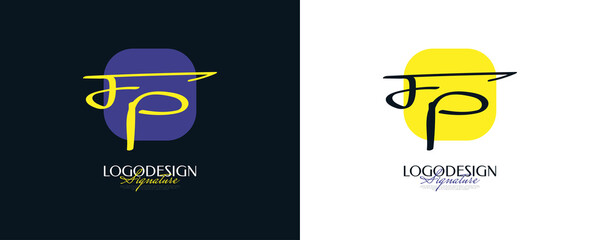 Initial F and P Logo Design with Elegant and Minimalist Handwriting Style. FP Signature Logo or Symbol for Wedding, Fashion, Jewelry, Boutique, and Business Identity
