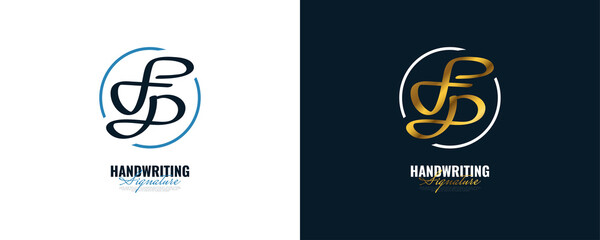 Initial F and P Logo Design with Elegant and Minimalist Gold Handwriting Style. FP Signature Logo or Symbol for Wedding, Fashion, Jewelry, Boutique, and Business Identity