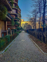 Central areas of winter Milan