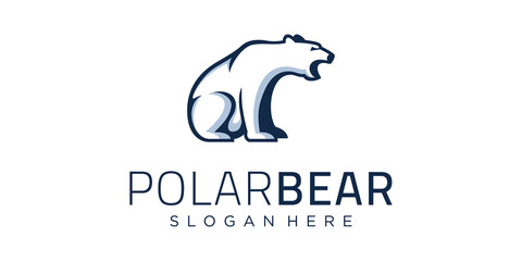 Polar Bear Animal Illustration Mascot Character Grizzly North Snow Ice Predator Vector Logo Design