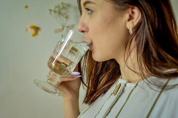 young woman drinking water