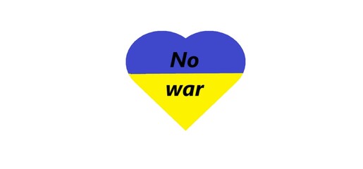 Ukrainian flag.  No war. A heart.