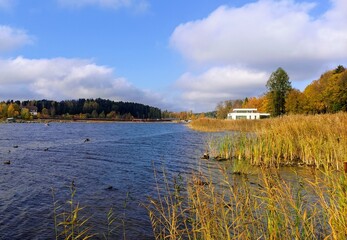 Fototapeta premium Landscapes of the autumn park Ruskeala in Karelia