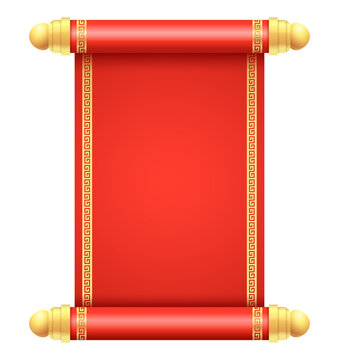Chinese scroll illustration template on white background.