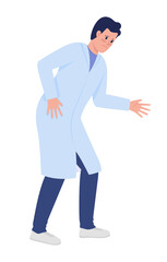 Worried doctor semi flat color vector character. Posing figure. Full body person on white. Upset and anxious physician simple cartoon style illustration for web graphic design and animation