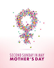 colorful Mother‘s Day poster symbol second Sunday may