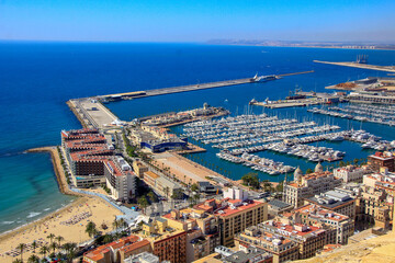 Fototapeta na wymiar Alicante, Spain; 05/13/2018: aerial view of the port of Alicante