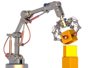 hydraulischer Greifarm mit Paket