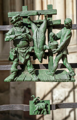 Zodiac sign statue on the railing of Saint Vitus cathedral