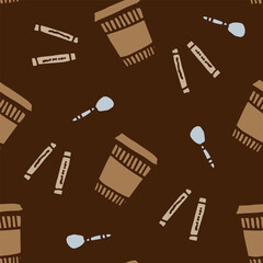 Seamless pattern with coffee cups
