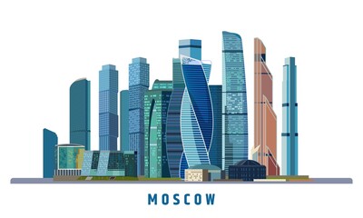 Moscow city skyline. Business Center. Skyscrapers vector illustration isolated on white background. Russia