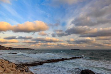 exciting sea with impressive clouds early morning