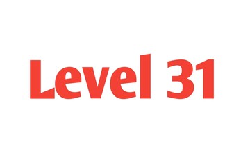 Level 31 sign in Red isolated on white background, 3d illustration