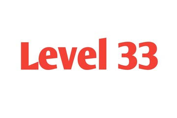 Level 33 sign in Red isolated on white background, 3d illustration