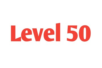 Level 50 sign in Red isolated on white background, 3d illustration