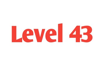 Level 43 sign in Red isolated on white background, 3d illustration