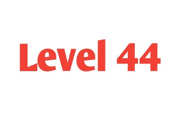 Level 44 sign in Red isolated on white background, 3d illustration