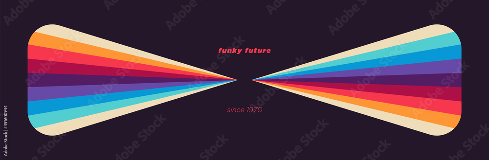 Fototapete Simple abstract design in retro style with colorful shapes. Vector illustration.