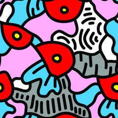 Seamless vector artwork with hand  drawn pattern