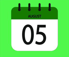 August 05th green calendar icon for days of the month