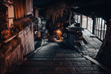 Fototapeta na wymiar 【京都】夜の三年坂　産寧坂 