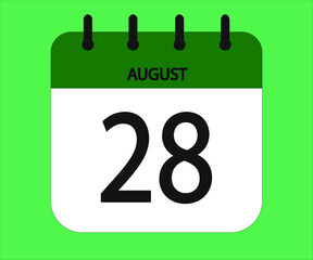 August 28th green calendar icon for days of the month