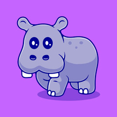 Obraz na płótnie Canvas cute hippopotamus illustration suitable for mascot sticker and t-shirt design