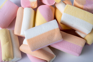 Stack of colored marshmallow. Sweets and delicacies for the holidays